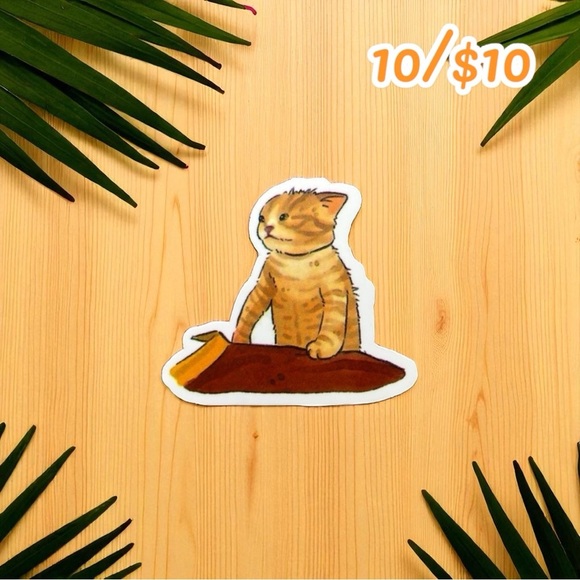 Orange Tabby Cat Peeking Over Blanket Vinyl Sticker – Approx. 1 1/2” - Picture 1 of 1